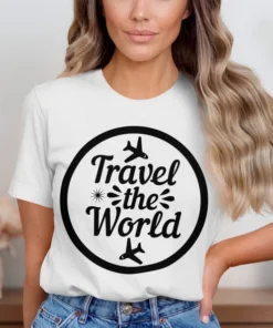 Travel the World Graphic T-Shirt, Adventure Shirt, Wanderlust Tee, Travel Lover Gift, World Traveler Apparel, Explore the Globe Tee