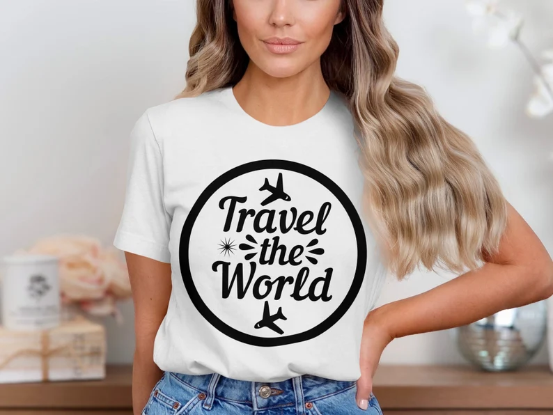 Travel the World Graphic T-Shirt, Adventure Shirt, Wanderlust Tee, Travel Lover Gift, World Traveler Apparel, Explore the Globe Tee