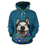 Illustrated Siberian Husky Hoodie